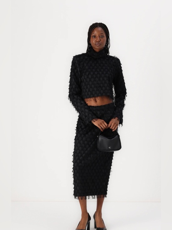 Day Birger Et Mikkelsen Dresses & Skirts - Day Birger et Mikkelsen black Fringe Textured Midi Pencil evening Coctail skirt